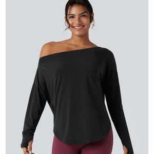 NWT Women's Black Off-Shoulder Top w/ Built-in Bra - Size Medium
